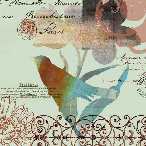 Fanciful Bird II White Modern Wood Framed Art Print by Green-Aldridge, W.