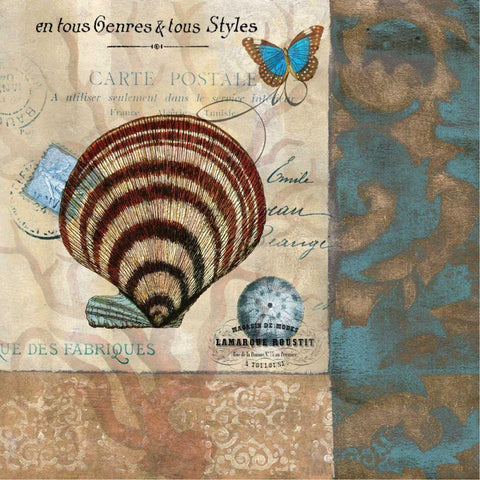 Botticelli Shell II Black Ornate Wood Framed Art Print with Double Matting by Green-Aldridge, W.