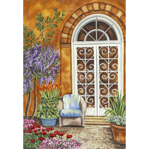 Tuscan Veranda I Black Modern Wood Framed Art Print with Double Matting by Vitaletti, Carolee