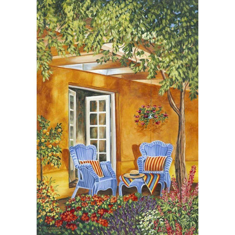 Tuscan Veranda II Black Modern Wood Framed Art Print with Double Matting by Vitaletti, Carolee