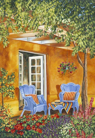 Tuscan Veranda II White Modern Wood Framed Art Print with Double Matting by Vitaletti, Carolee