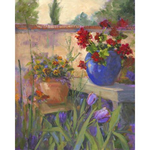 Geranium Awakening Black Modern Wood Framed Art Print with Double Matting by Oleson, Nanette