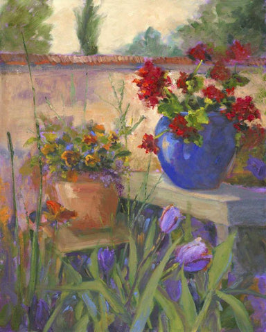 Geranium Awakening Black Ornate Wood Framed Art Print with Double Matting by Oleson, Nanette