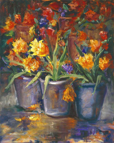 Flower Fiesta White Modern Wood Framed Art Print with Double Matting by Oleson, Nanette