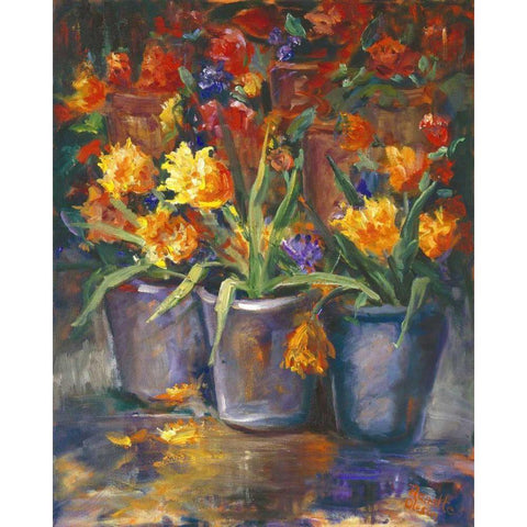 Flower Fiesta White Modern Wood Framed Art Print by Oleson, Nanette