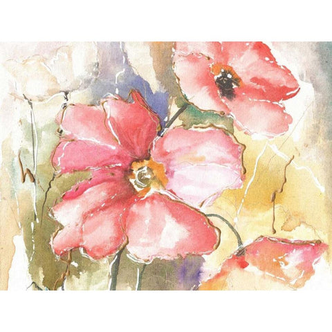 Soft Poppies I Black Modern Wood Framed Art Print by Herrera, Leticia