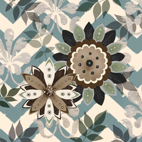 Chambray Rosettes and Finials II Black Modern Wood Framed Art Print with Double Matting by Reynolds, Jade