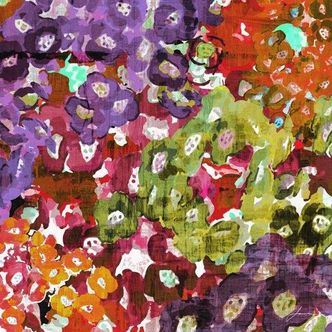Floral Barrage I White Modern Wood Framed Art Print with Double Matting by Burghardt, James