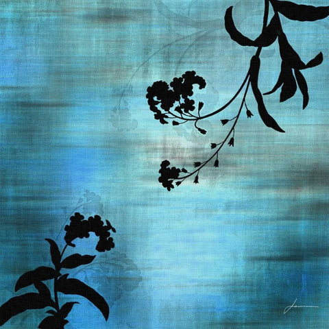 Aqua Floral I White Modern Wood Framed Art Print by Burghardt, James