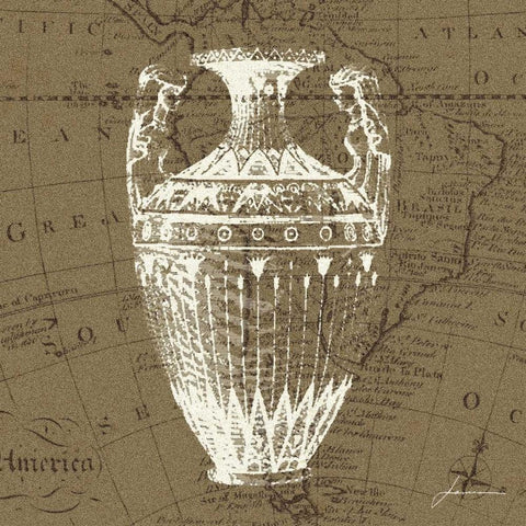 Map Bottles II White Modern Wood Framed Art Print with Double Matting by Burghardt, James