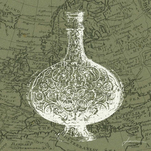 Map Bottles IV White Modern Wood Framed Art Print by Burghardt, James