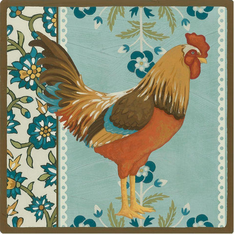 Cottage Rooster IV White Modern Wood Framed Art Print with Double Matting by Vess, June Erica