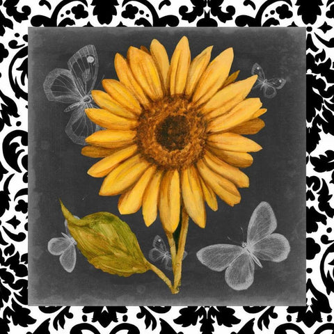 Ornate Sunflowers I White Modern Wood Framed Art Print by Harper, Ethan