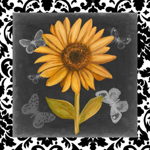 Ornate Sunflowers II White Modern Wood Framed Art Print by Harper, Ethan