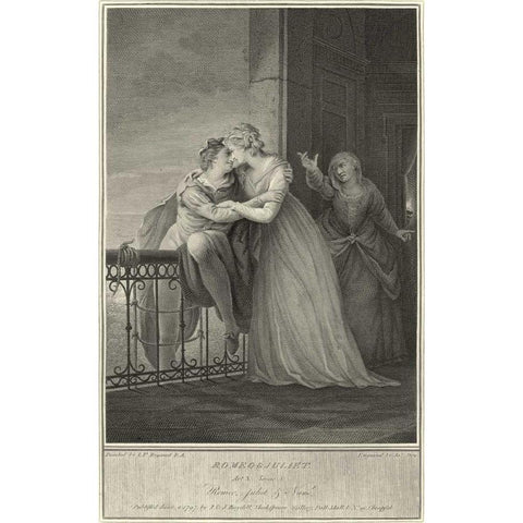 Romeo and Juliet White Modern Wood Framed Art Print by Unknown