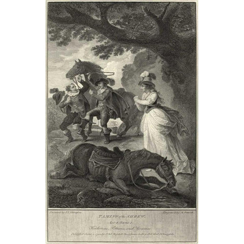 Taming of the Shrew Gold Ornate Wood Framed Art Print with Double Matting by Unknown