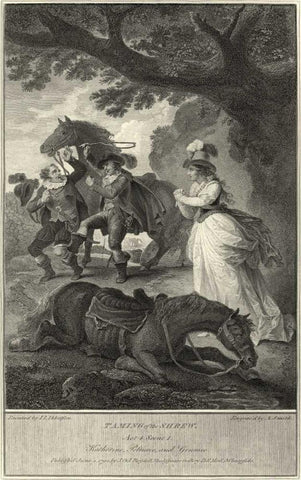 Taming of the Shrew Black Ornate Wood Framed Art Print with Double Matting by Unknown