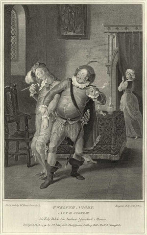 Twelth Night Black Ornate Wood Framed Art Print with Double Matting by Unknown