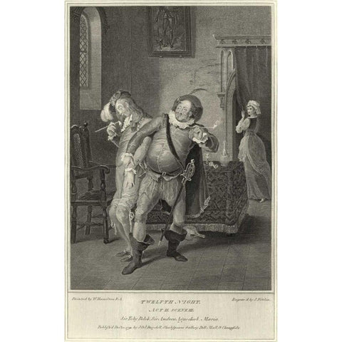 Twelth Night Black Modern Wood Framed Art Print with Double Matting by Unknown