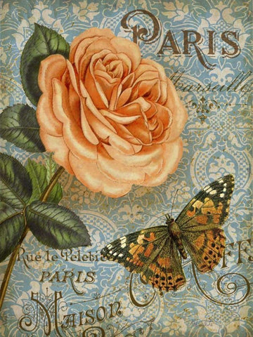 Memories of Paris I Black Ornate Wood Framed Art Print with Double Matting by White, Abby