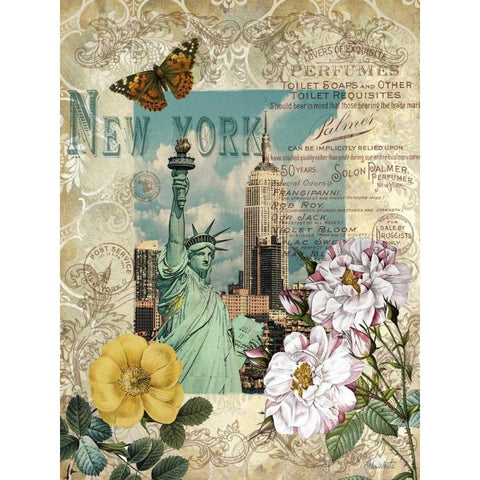 Eternal New York Gold Ornate Wood Framed Art Print with Double Matting by White, Abby