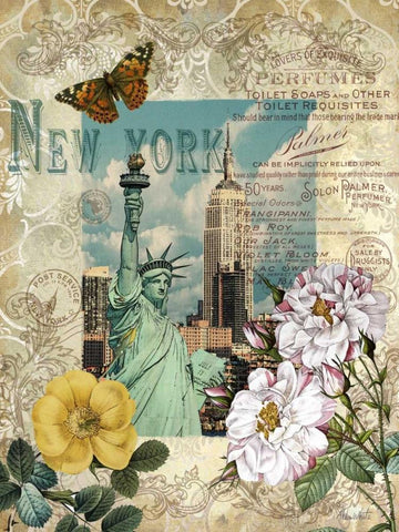 Eternal New York Black Ornate Wood Framed Art Print with Double Matting by White, Abby