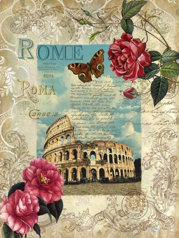 Eternal Rome Black Ornate Wood Framed Art Print with Double Matting by White, Abby