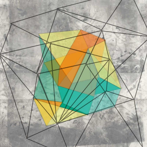 Geomolecule I Black Modern Wood Framed Art Print with Double Matting by Goldberger, Jennifer