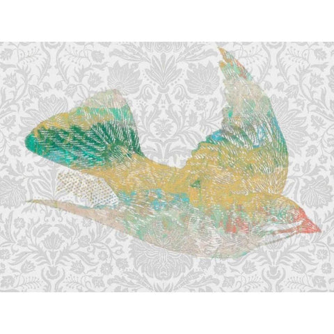 Patterned Bird III Black Modern Wood Framed Art Print with Double Matting by Goldberger, Jennifer