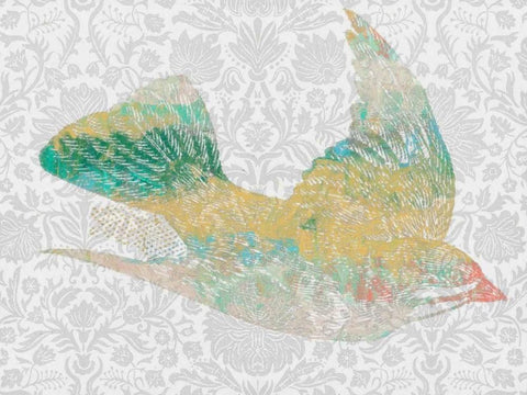 Patterned Bird III White Modern Wood Framed Art Print with Double Matting by Goldberger, Jennifer