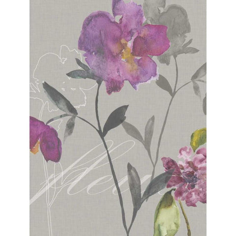 Violette Fleur I Gold Ornate Wood Framed Art Print with Double Matting by Mosley, Kiana