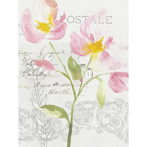Romantic Watercolor I Gold Ornate Wood Framed Art Print with Double Matting by Mosley, Kiana