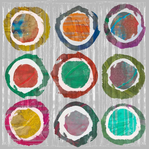 Jagged Circles II White Modern Wood Framed Art Print with Double Matting by Goldberger, Jennifer