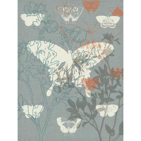 Flowers and Butterflies II White Modern Wood Framed Art Print by Goldberger, Jennifer