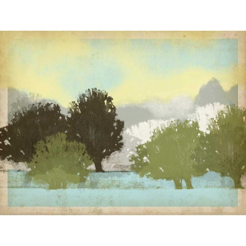 Serene Park I Black Modern Wood Framed Art Print with Double Matting by Vision Studio