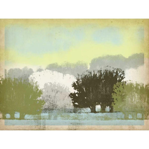 Serene Park II Black Modern Wood Framed Art Print with Double Matting by Vision Studio