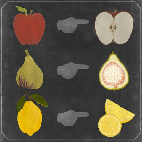 Blackboard Fruit II White Modern Wood Framed Art Print with Double Matting by Vision Studio