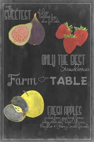 Blackboard Fruit III Black Ornate Wood Framed Art Print with Double Matting by Vision Studio