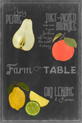 Blackboard Fruit IV White Modern Wood Framed Art Print with Double Matting by Vision Studio