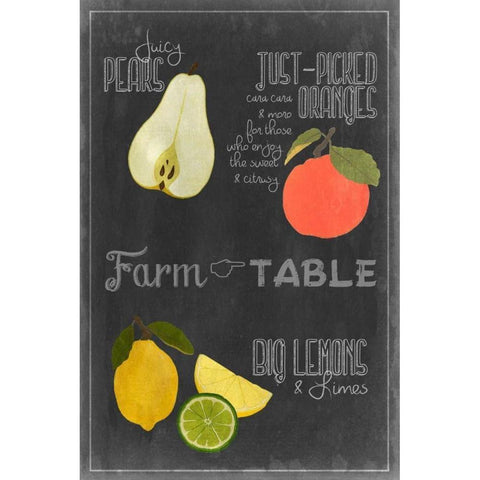 Blackboard Fruit IV Black Modern Wood Framed Art Print by Vision Studio