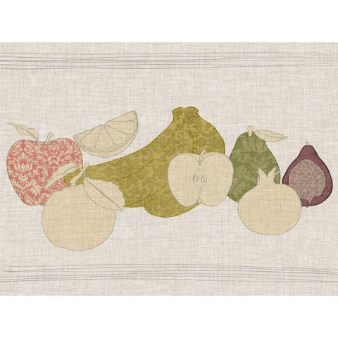 Contour Fruits and Veggies I Black Modern Wood Framed Art Print with Double Matting by Vision Studio