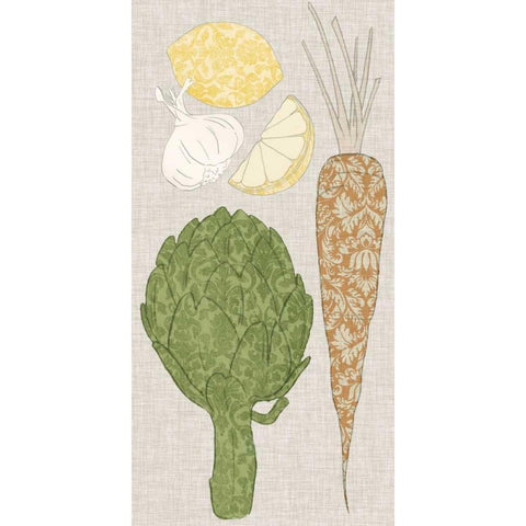 Contour Fruits and Veggies VI Black Modern Wood Framed Art Print by Vision Studio