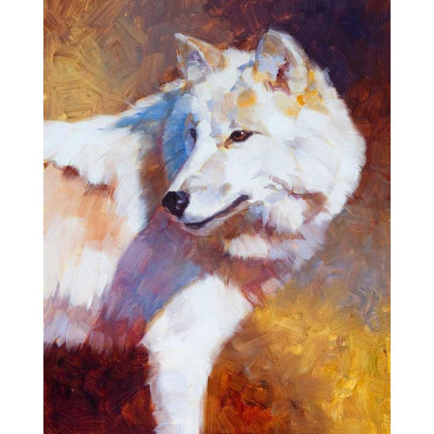 White Wolf Gold Ornate Wood Framed Art Print with Double Matting by Chapman, Julie
