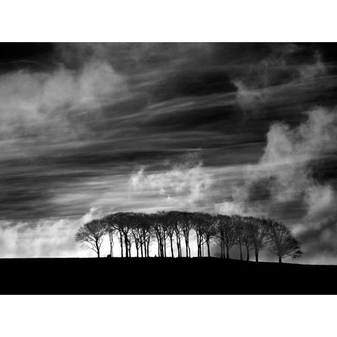 Early Morning Clouds Black Modern Wood Framed Art Print with Double Matting by Henson, Martin