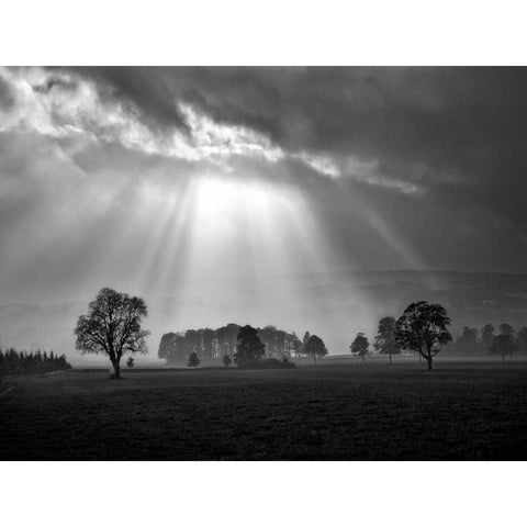 Cloud Burst Black Modern Wood Framed Art Print with Double Matting by Henson, Martin