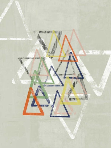 Stamped Triangles I White Modern Wood Framed Art Print with Double Matting by Goldberger, Jennifer