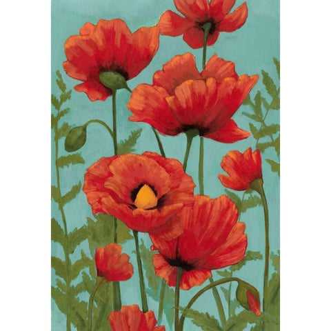 Poppy Promenade II Black Modern Wood Framed Art Print with Double Matting by Popp, Grace