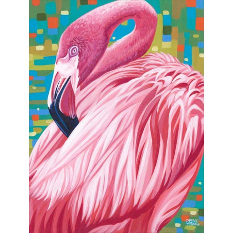 Fabulous Flamingos II Black Modern Wood Framed Art Print with Double Matting by Vitaletti, Carolee