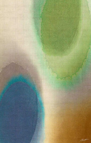 Overtone Blue II White Modern Wood Framed Art Print with Double Matting by Butler, John