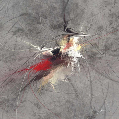 Paint Swirl I White Modern Wood Framed Art Print with Double Matting by Burghardt, James